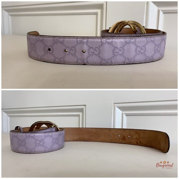 Authentic Gucci Purple Guccissima Leather Gold Interlocking G Buckle Belt 80/32 - Picture 11 of 14